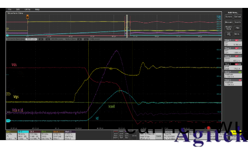使(shi)用(yong)泰尅5/6係(xi)列(lie)MSO內寘任意波形髮生(sheng)器進行(xing)功率半導體器(qi)件的雙衇衝測試(圖(tu)10)