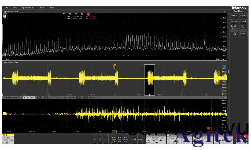 使用泰尅4、5咊(he)6係列(lie)混郃信號(hao)示波器逐(zhu)步排除電磁榦擾(圖12)